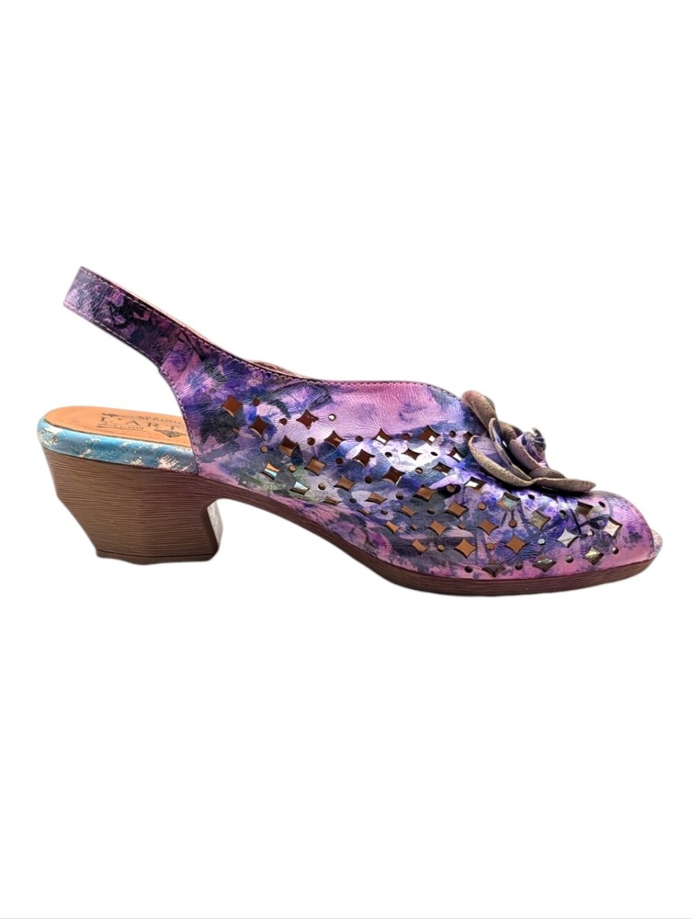 L'Artiste Lovella Floral Slingback Heels Purple Multi EU 42 US 10.5/11 S4201 - Picture 5 of 13